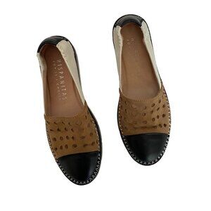 Hispanitas Women's SOHO Black & White Maiko Leather Flat. 6